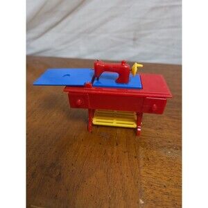 Renwal Sewing Machine #89 Red Yellow Blue Dollhouse Vintage 1950s